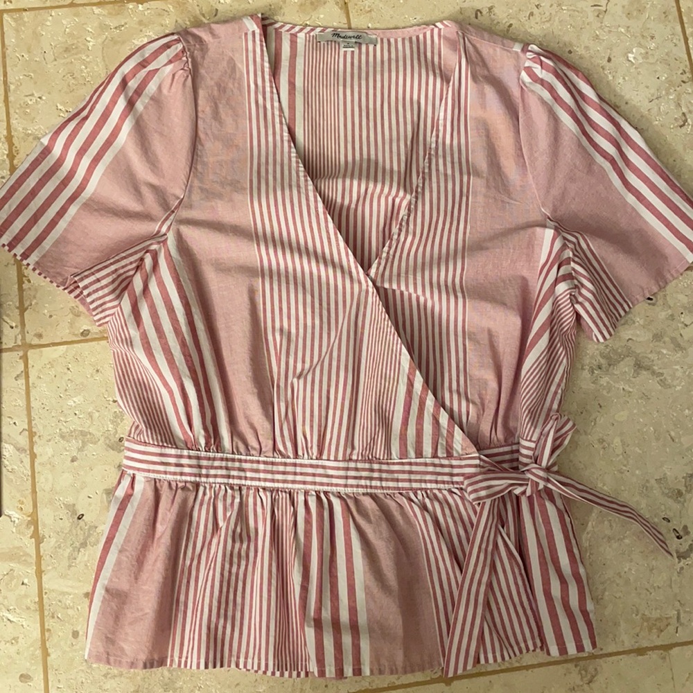 Madewell Pink Wrap Top - size Small
